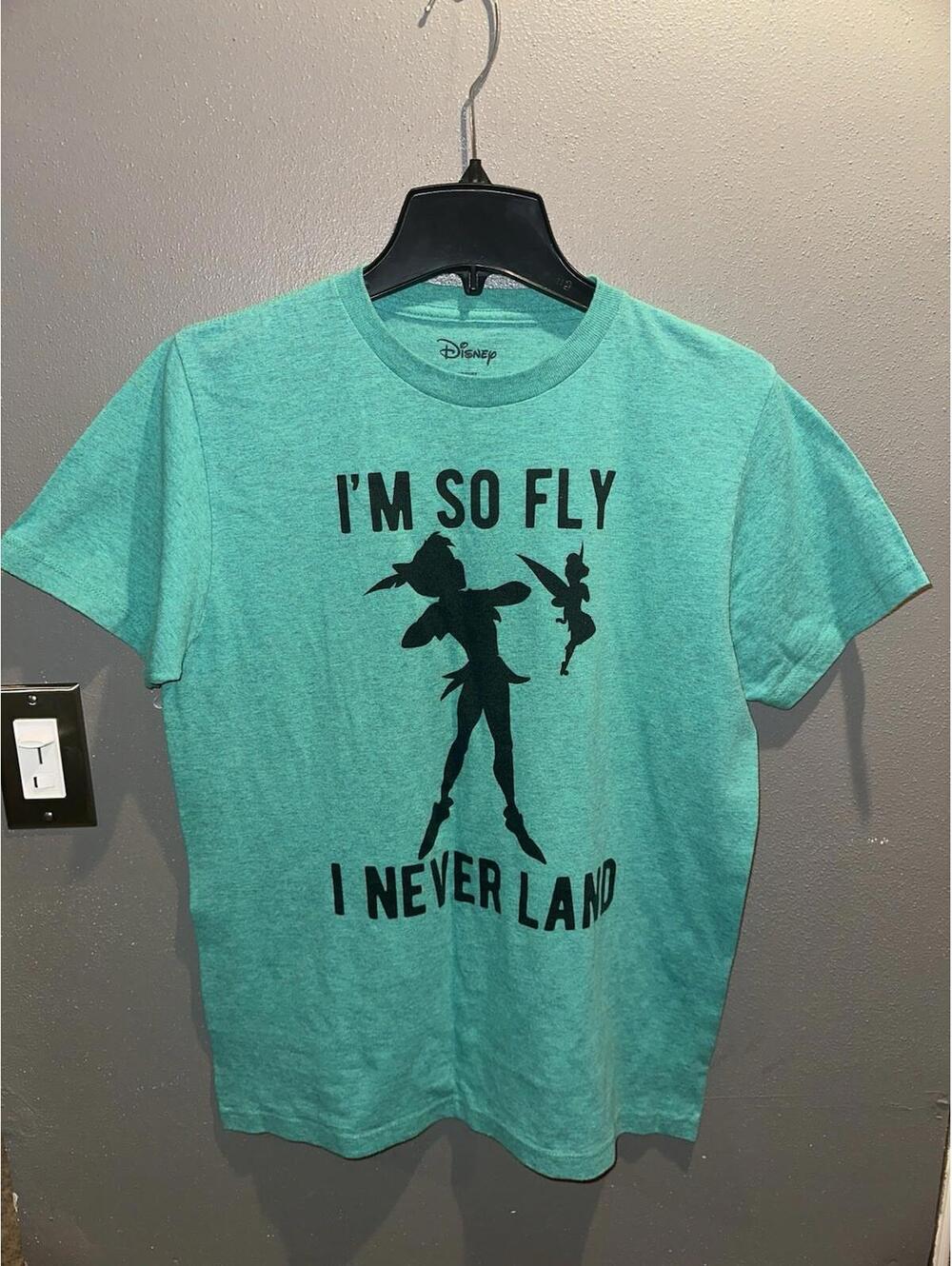 Disney Peter Pan "I'm So Fly I Never Land" graphic t-shirt in green Medium